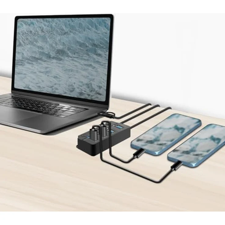 LogiLink UA0419 - USB 3.2 Gen1 Hub mit 4-Ports und EIN-/Aus-Schalter (pro Port) in Schwarz – Bild 3