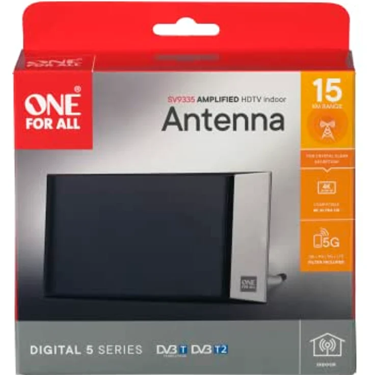 One for All SV 9335-5G Passive DVB-T/T2-Flachantenne Innenbereich Schwarz, Silber – Bild 3