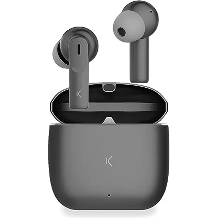 KSIX Meteor Wireless Earphones, Kopfhörer mit ANC, 4 Stunden Akkulaufzeit, Metallic Case, Grau