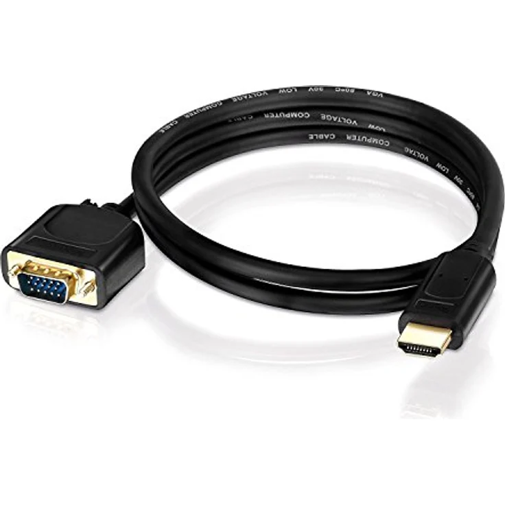 HDSupply HC110-015 HDMI-VGA 1080P Kabel, HDMI-A Stecker auf VGA-Stecker mit zusätzlichem Klinkenkabel, vergoldete Kontakte, 1,5m, schwarz – Bild 7