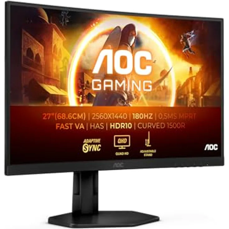 AOC Gaming CQ27G4X - 27 Zoll QHD Curved Monitor, 180 Hz, 0.5 ms, FreeSync Prem., HDR10 schwarz/grau