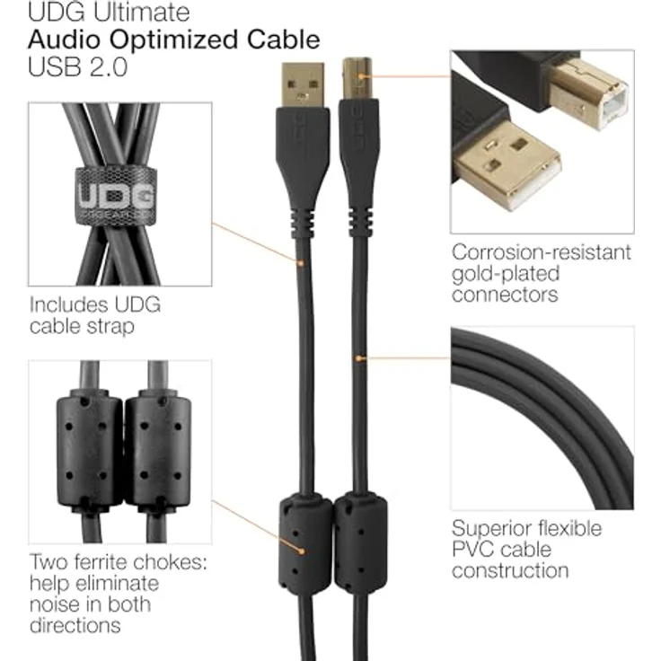 UDG Ultimate Audio Cable USB 2.0 A-B Black Angled 1m (U95004BL) – Bild 8