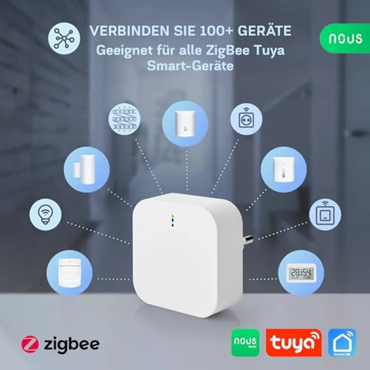 Nous Smart Home Gateway E1 ZigBee, Smart Home Hub mit Sprachsteuerung, Weiss – Bild 3