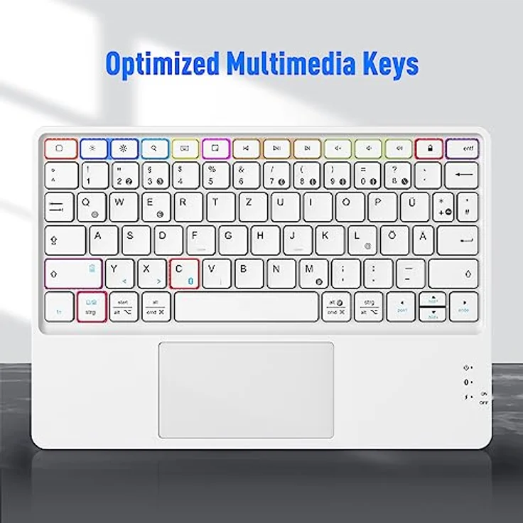 FINTIE Kabellose Bluetooth Tastatur mit Touchpad, Deutsche Layout, kompatibel mit iPad und Android-Tablets, Weiß – Bild 4