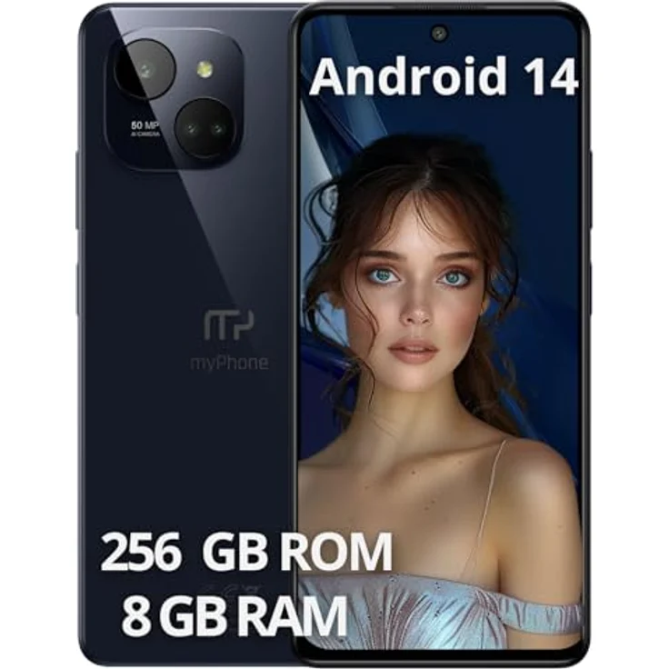 MP myPhone N23 Plus 5G Smartphone NFC Midnight Blue + Akku 5000mah, 50mpx Kamera, FHD+ Display 256 GB, bis zu16GB RAM Android 14, 6'78 Zoll – Bild 1