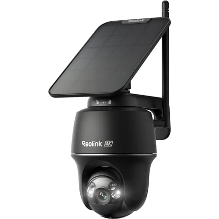 Reolink Argus PT Ultra, 4K Überwachungskamera Aussen Solar, 360°/140° Schwenk-/Neige, Auto-Tracking, WLAN Kamera Outdoor mit Farbnachtsicht, 2,4/5GHz WiFi, KI-Erkennung, Schwarz + Solarpanel – Bild 1