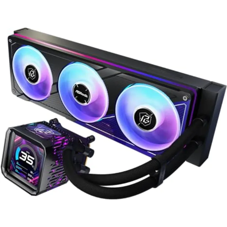 Asrock Phantom Gaming 360 LCD, AIO Wasserkühler mit 3,4-Zoll LCD-Display und ARGB-Beleuchtung