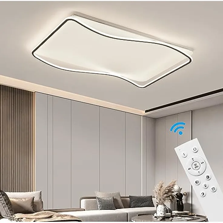 Eurotondisplay SX626-900 * 600 LED Deckenleuchte mit Fernbedienung, schwarz-weißer Alurahmen, dimmbar, Lichtfarbe einstellbar