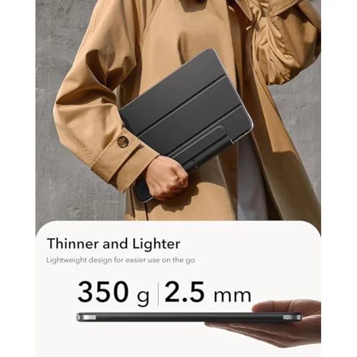 ESR Hülle für iPad Air 13 Zoll (M4/M3/M2, 2024-2026) und iPad Pro 12.9 (2020-2022), Magnetbefestigung, dünn, dreifach faltbar, unterstützt Pencil Pro/USB-C, schwarz – Bild 4