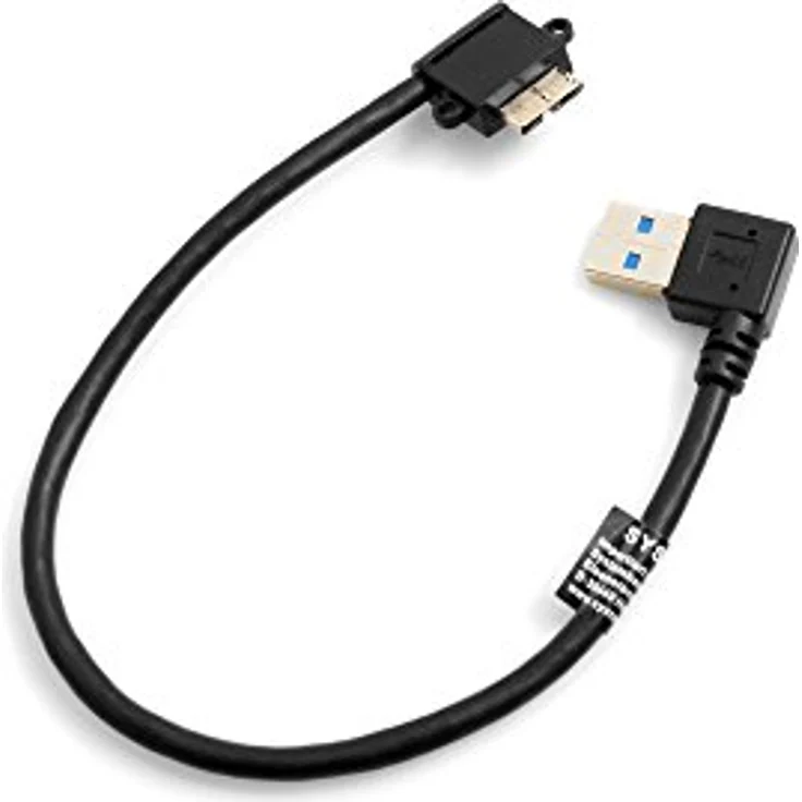 System-S Micro USB 3.0 auf USB A 3.0 Kurzes Kabel gewinkelt Winkelstecker 90 Grad 26 cm – Bild 2
