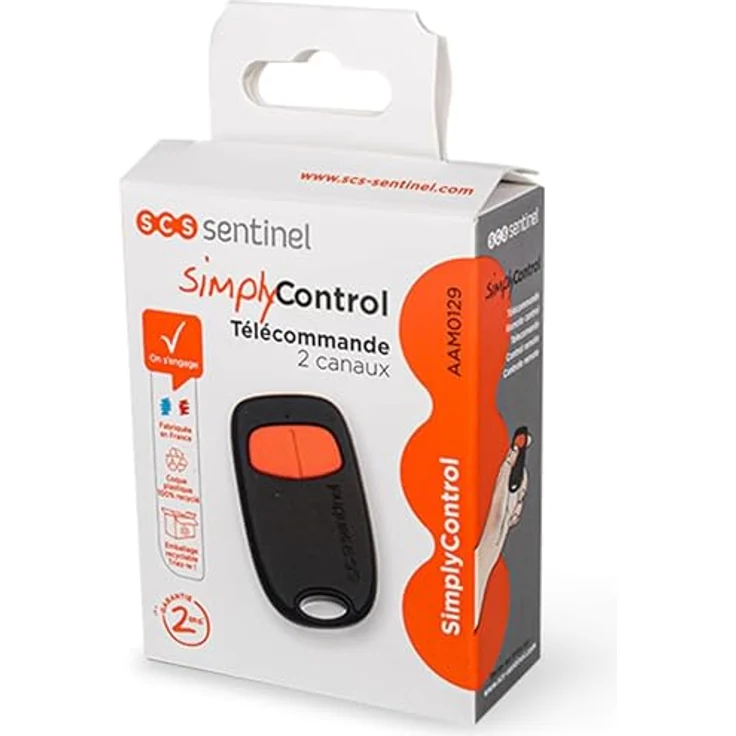 SCS SENTINEL 2-Kanal-Fernbedienung SimplyControl, orange, Reichweite 40 m, Frequenz 433,92 MHz, inklusive CR2032-Lithiumbatterie – Bild 6
