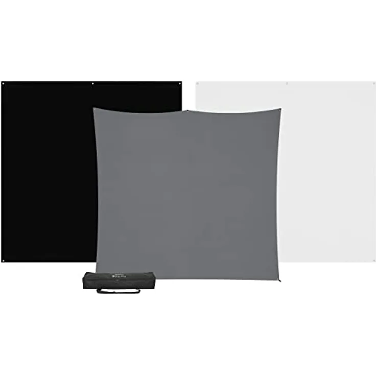 Westcott X-Drop Pro 3er-Pack Hintergrund-Set (2,4 x 2,4 m) inkl. schwarzen, grauen und weißen Fotografie-Hintergründen und robustem Ständer - Preisvergleich