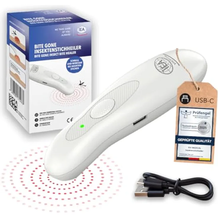 IEA Medical Insektenstichheiler USB-C, Hitzestift zur Linderung von juckenden Mückenstichen, chemiefrei und wiederaufladbar, ideal für die ganze Familie