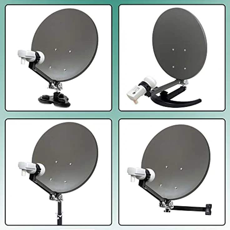 Xoro 38,5 cm Camping Satellitenantenne MCA 38 HD Set, inkl. FullHD DVB-S2 Receiver, Single LNB mit integriertem Satfinder, 10m Kabel, Halterungen, im Hartschalenkoffer, Stahlspiegel 38,5 cm, Masthalterung und Zubehörset – Bild 5
