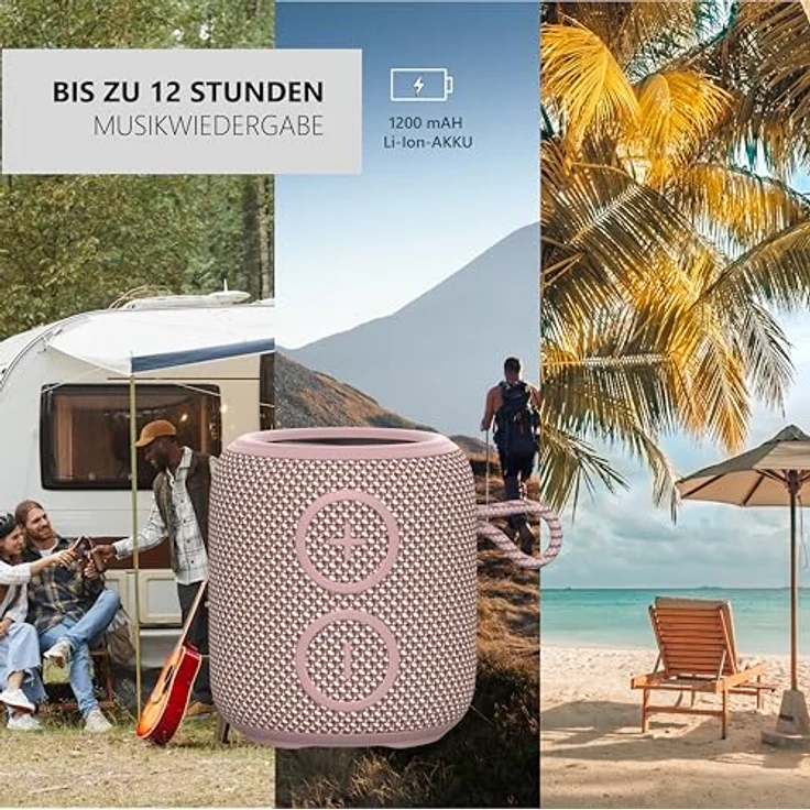 SILVA Schneider PBS 1200 BT Bluetooth-Lautsprecher, 60W, IPX7 wassergeschützt, LED-RGB, TWS-Funktion, bis zu 12 Stunden Akkulaufzeit, rosè – Bild 5