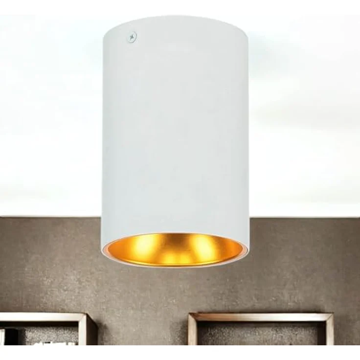 Licht-Erlebnisse Deckenspot Metall Aufputz Ø 9,5 cm schmal H: 12,5 cm klein in Weiß Kupfer-Gold GU10 Modern Deckenlampe Spot Leuchte Decke – Bild 1