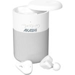 Akashi Kanzen 2in1 Audio-Set, 5W Bluetooth-Lautsprecher & kabellose Ohrhörer mit Bluetooth 5.1, passive Geräuschisolierung, Weiß