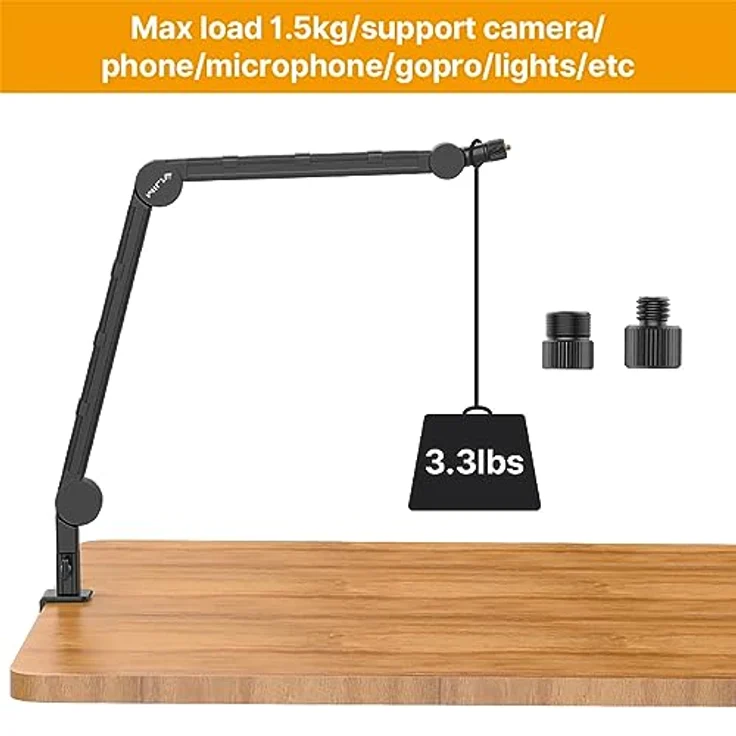 Vijim LS25, Multifunktions-Stativ aus Metall, Schwarz, flexibel einstellbar, 360° drehbar, geeignet für Mikrofone und Kameras bis 2 kg – Bild 8