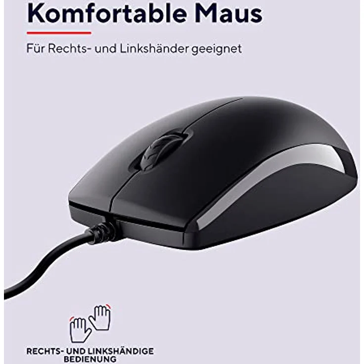 Trust 24086 Taro Kabelgebundenes Tastatur und Maus Set, Deutsches QWERTZ Layout, Leise Tasten und Maustasten, Spritzwassergeschützt, USB-Anschluss, für PC, Laptop, MacBook, Windows, macOS – Schwarz - Preisvergleich – Bild 5
