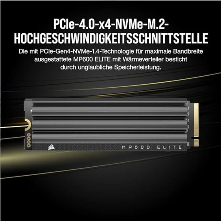 Corsair MP600 ELITE 4TB M.2 PCIe Gen4 x4 NVMe SSD - Bis zu 7.000MB/Sek. Sequentielles Lesen, Integrierter Kühlkörper, High-Density 3D TLC NAND, Schwarz – Bild 4