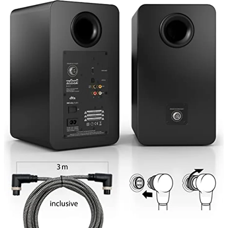 Nubert nuPro SP-200 | Schwarzes Lautsprecherpaar | 2 Stück HDMI eARC-Kompaktboxen | TV-Lautsprecher mit magnetischer Blende | Lowboardlösung mit eleganter Optik | Aktivlautsprecher mit 2 Wege Technik – Bild 3