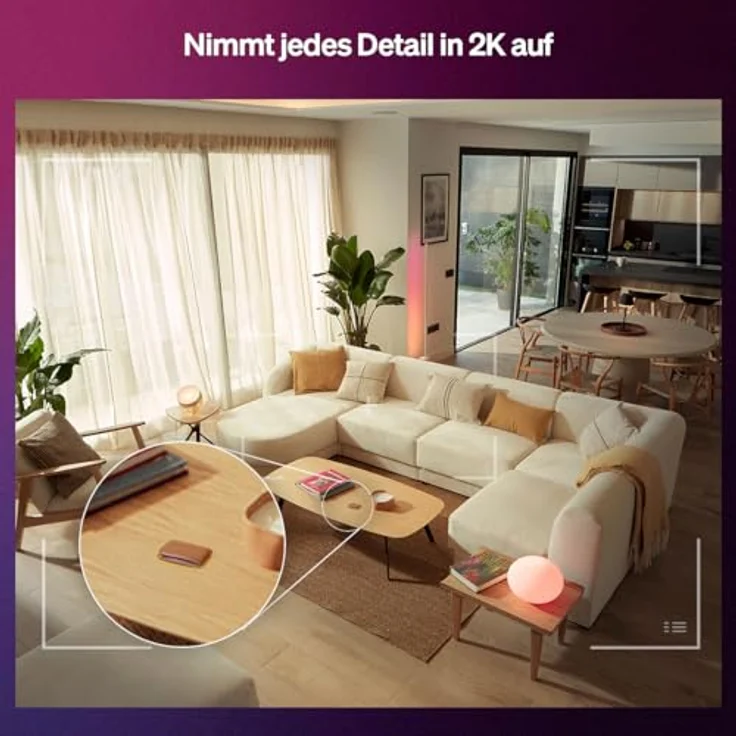 Philips Hue Secure, kabelgebundene Kamera mit 2K-Videoauflösung, Echtzeit-Sofortbenachrichtigungen, nahtloser Integration von Hue Lichtern, kontinuierlicher Stromversorgung, für Innen- und Außenbereich, schwarz – Bild 3