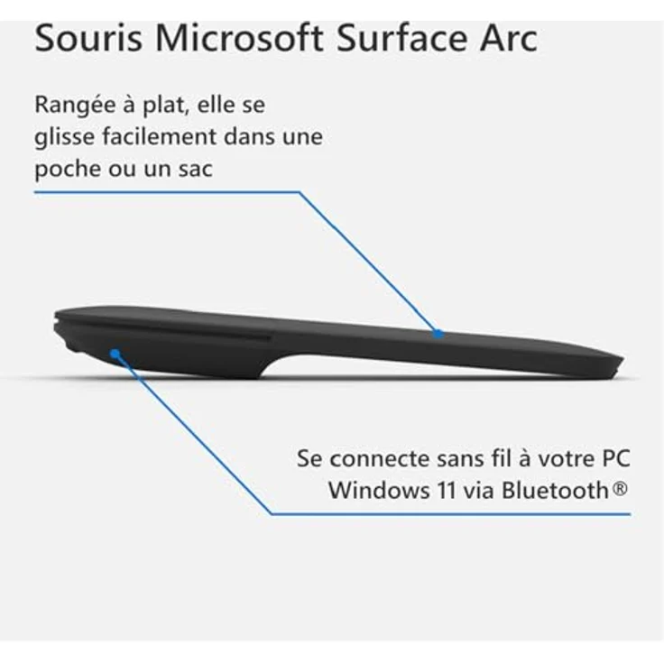 Microsoft Surface Arc (Kabellos), Maus, Schwarz – Bild 6