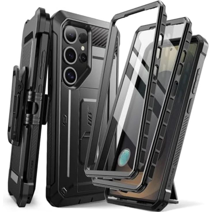 Supcase Unicorn Beetle Pro, Smartphone Hülle für Samsung Galaxy S25 Ultra, stossfest, Schwarz, mit Bildschirmschutz und integriertem Ständer – Bild 1