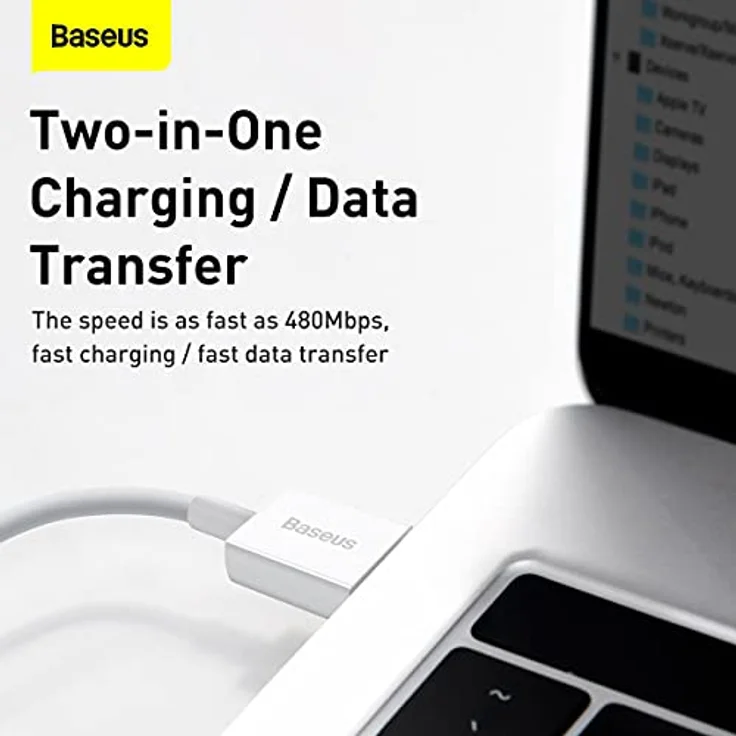 Baseus Superior USB-auf-Lightning Kabel, 2m, Schnellladung 2,4A, Weiß – Bild 6