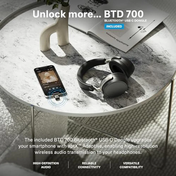 Sennheiser HDB 630 Hi-Fi-Kopfhörer mit 60h Akku, adaptivem ANC, aptX HD, Schnellladung & Bluetooth-Dongle – Bild 7