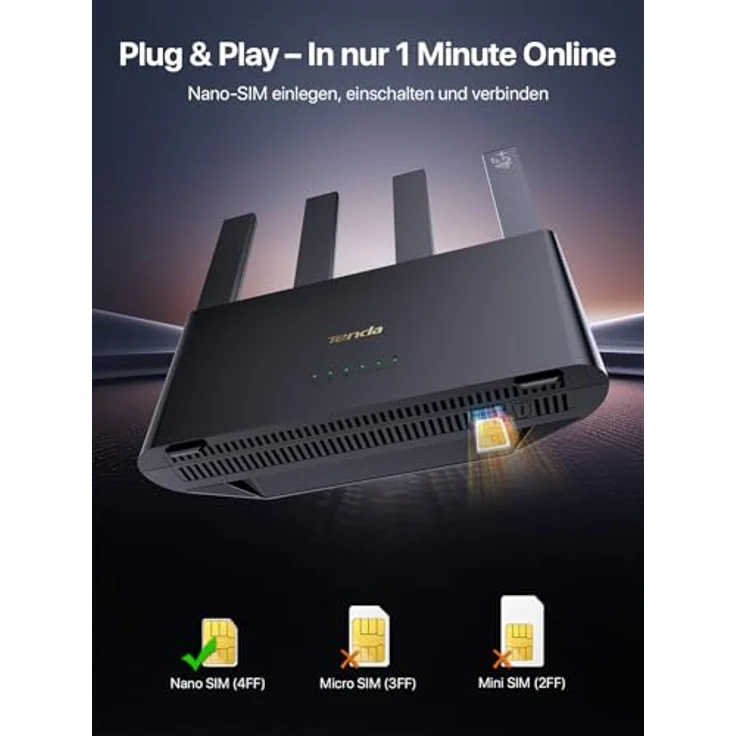 Tenda 4G08 LTE Router, 4G+ Cat6 bis zu 300Mbps, Dual-Band AC1200, 4 Antennen, Gigabit-LAN/WAN, OpenVPN, MU-MIMO, Mesh Wi-Fi+, Plug & Play – Bild 2