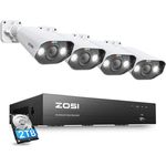 ZOSI C182 8MP Überwachungskamera Set, 4-tlg., IP66 wasser- und staubdicht, 2-Wege-Sprachfunktion, Integrierte Sirene - Weiß
