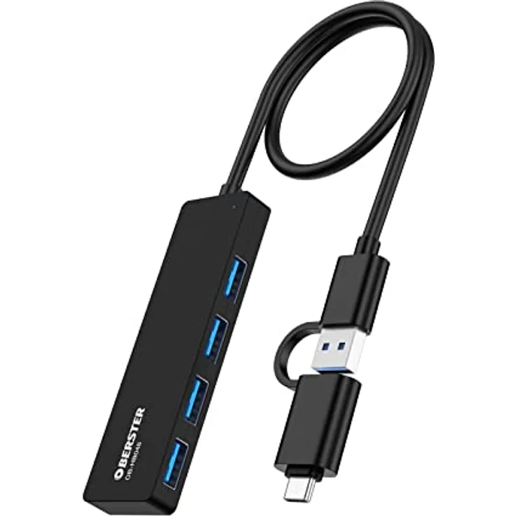USB Hub 3.0 USB Adapter, 4 in 1 USB C Hub mit 4 5Gbps USB 3.0 Port Tragbarer USB Splitter für Laptops, Desktops, USB-Stick, und Andere USB-Gerät