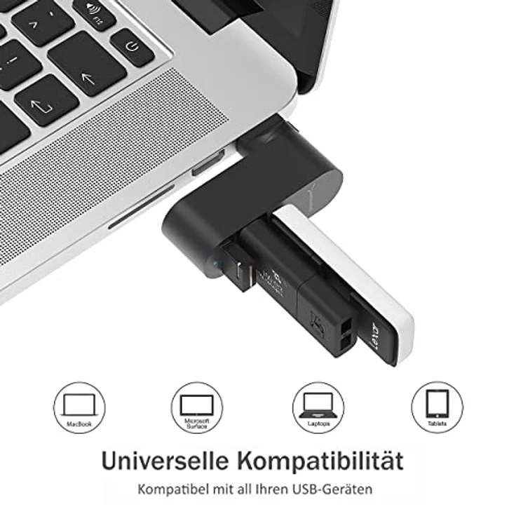 Sabrent Premium 3 Port Aluminium Mini USB 3.0 Hub [um 90 ° - 180 ° drehbar] (HB-R3MB) – Bild 5