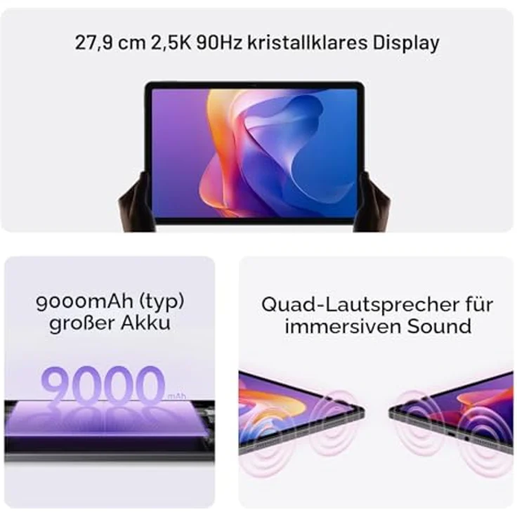Xiaomi Redmi Pad 2, 11" Tablet mit 8GB RAM, 256GB Speicher, WiFi, 2560x1600 Auflösung, Grün (Mint Green) – Bild 6