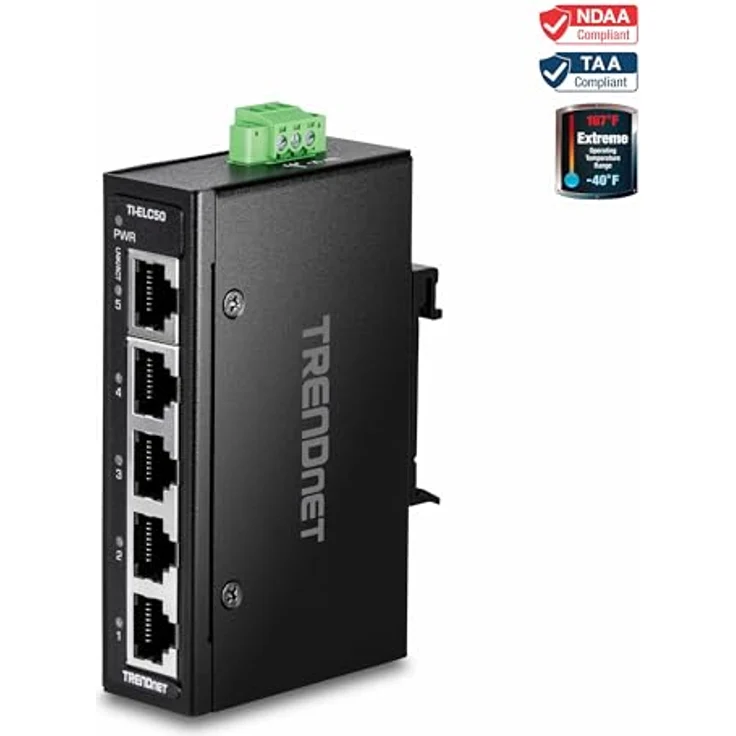 TRENDnet 5-Port Industrial Fast Ethernet DIN-Rail Mini Switch, TI-ELC50, schwarz – Bild 3