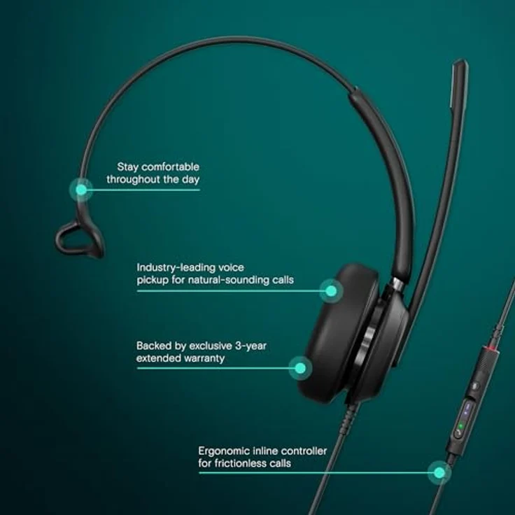 EPOS Impact 730T Kabelgebundenes Büro-Headset mit Geräuschunterdrückungsmikrofon, USB-Anschluss und leichtem Design - Ideal für Homeoffice und Callcenter, Schwarz – Bild 2