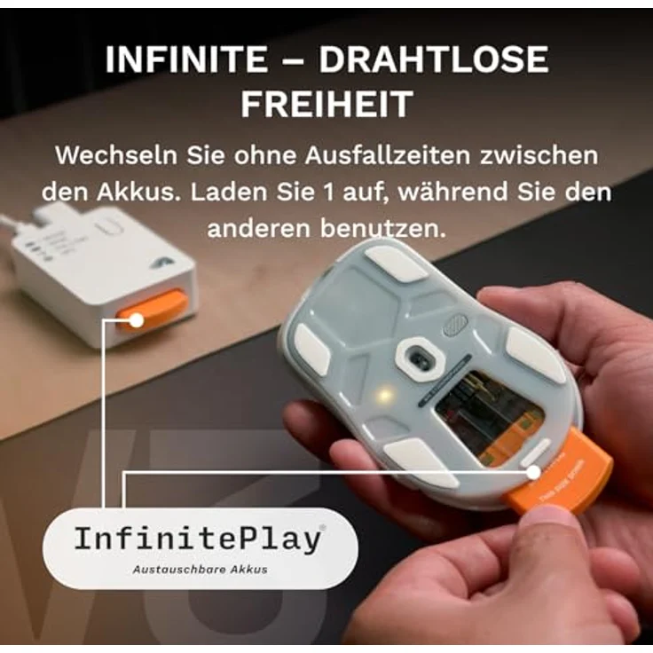 Glorious Model D 3 Wireless Mouse, Kabellose Gaming-Maus in Weiß mit leichtem Design – Bild 2