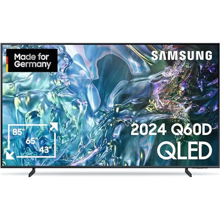 Samsung QLED 4K Q60D Fernseher 65 Zoll, Samsung TV mit Quantum Prozessor Lite 4K, 100 % Farbvolumen, 4K Upscaling, Samsung Tizen OS, Smart TV, GQ65Q60DAUXZG, Deutsches Modell [2024]