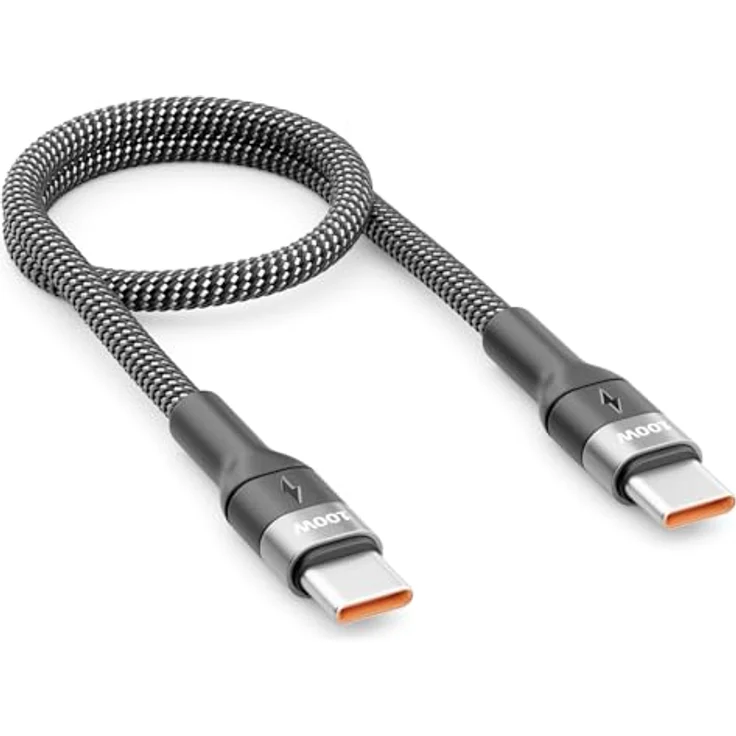 deleyCON 0,30m USB-C Kabel Kurz, 100W PD 3.0 PPS Schnellladekabel für iPhone 17/16/15 Pro Max, Galaxy S25/S24/S23, Pixel, iPad Pro, MacBook, AirPods, Tablet, Switch, PS5 – Bild 1