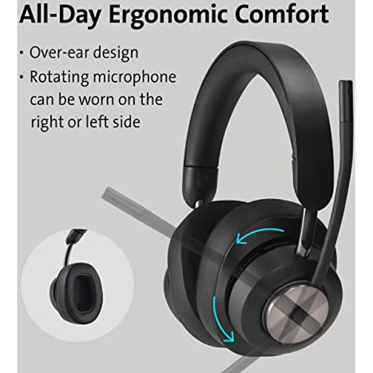 Kensington H3000 Over-Ear Bluetooth Kopfhörer mit Mikrofon, Windows- und Mac-kompatibles kabelloses Headset, mit Noice-Cancelling, USB-C-Ladekabel und Tragetasche (K83452WW) – Bild 3