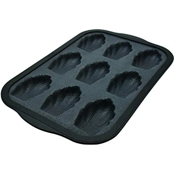 Zenker 685538 Backform 9 Madeleines, Glasfaser, Backform für 9 Madeleinen, Silikonform, grau, 28.3 x 18.3 x 2 cm