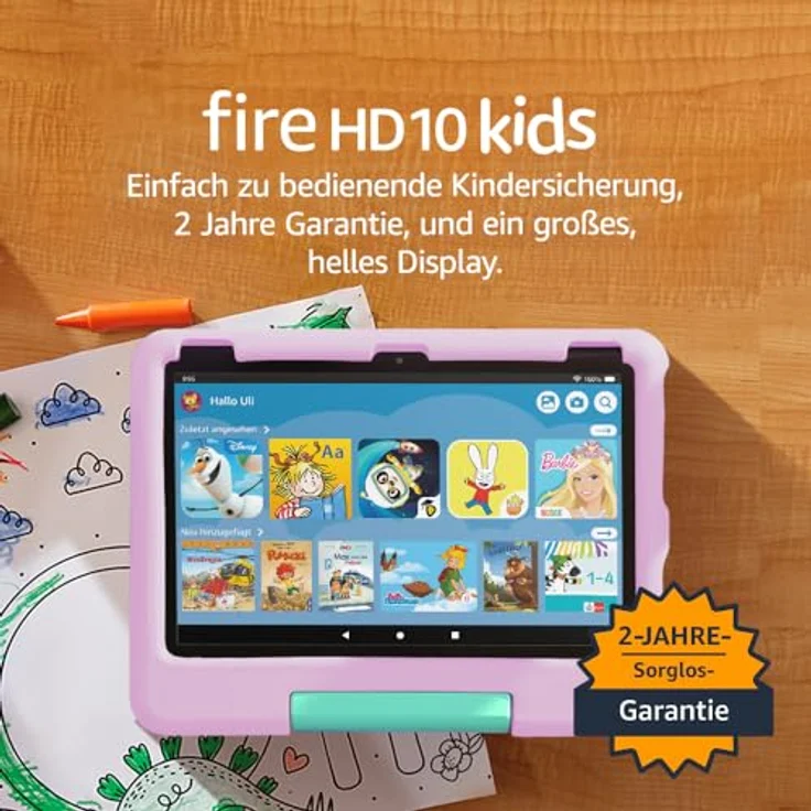 AMAZON Fire HD 10 Kids (2023), Tablet, 32 GB, kindersicher mit rosa Hülle, Schwarz – Bild 7