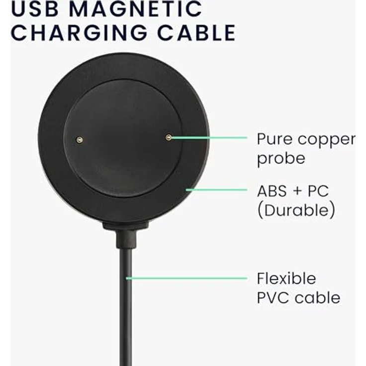 kwmobile USB Kabel Charger für Honor Watch 4 (TMA-L19) / Watch GS4 / GS3 (MUS-B19), 100 cm langes Ersatzladekabel in Schwarz, schnell und stabil ladbar – Bild 4