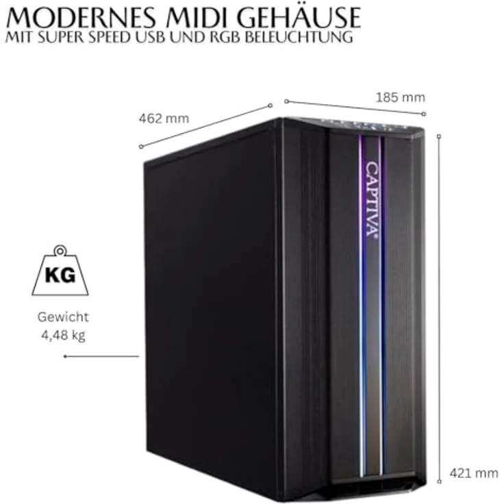 Captiva PC Power Starter R69-384 | AMD Ryzen 5 5600G | 16GB DDR4 RAM | AMD Radeon Graphics | 500 GB SSD | ohne OS – Bild 2