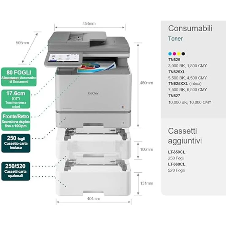 Brother MFC-L8970CDW, Multifunktionsdrucker, Laser, Farbdruck, 2400 x 600 DPI, A4, bis zu 31 Seiten/Min., Grau – Bild 7