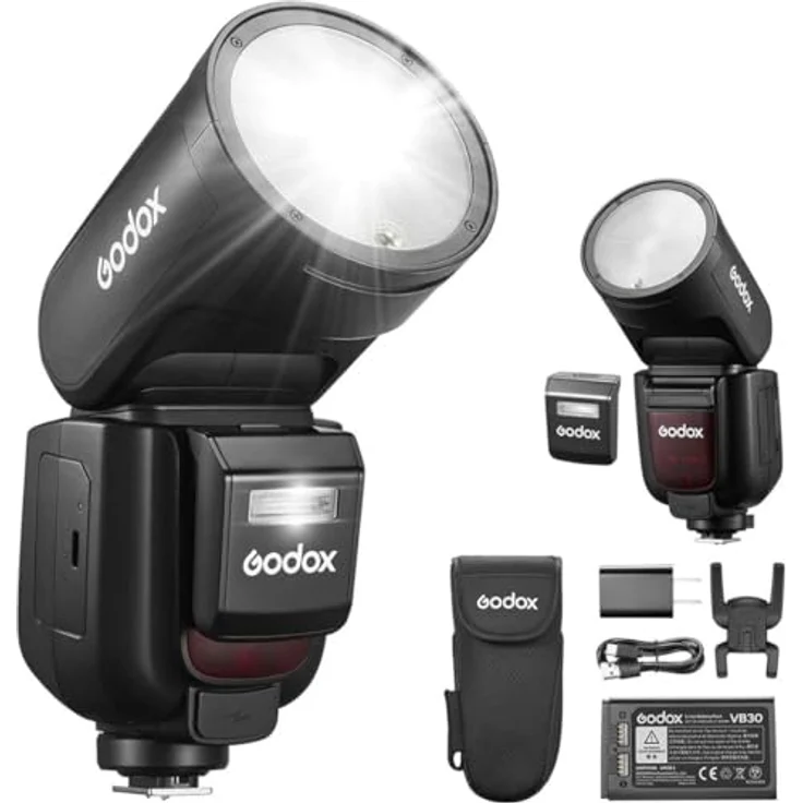 Godox V1PRO-O Aufsteckblitz für Panasonic und Olympus, Leitzahl 76, abnehmbares Blitzmodul, schwarz – Bild 5