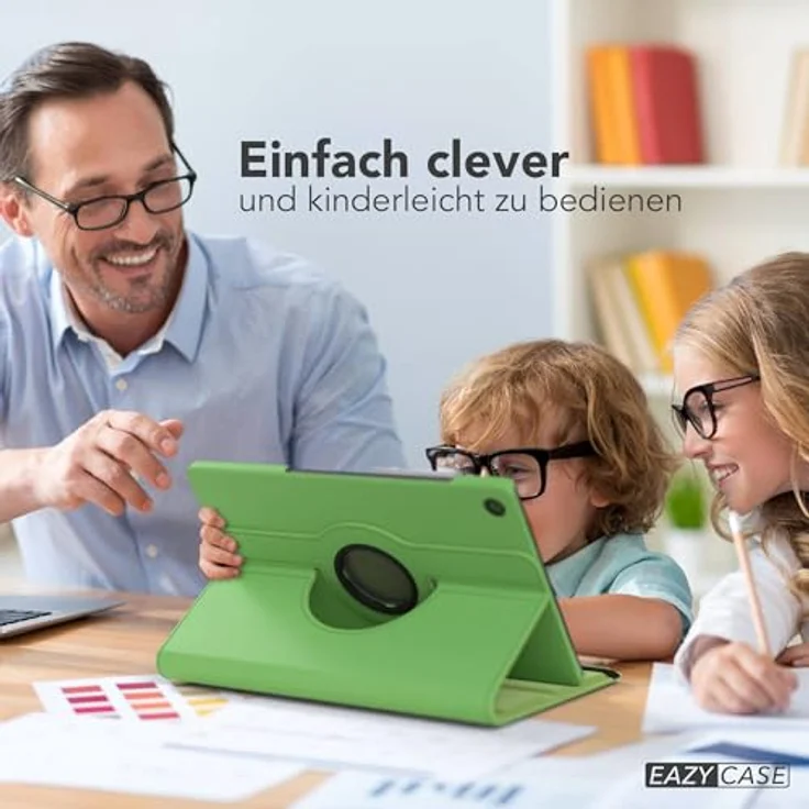 EAZY CASE Tablet Hülle für Samsung Galaxy Tab A11 Plus, 11 Zoll 360° drehbar mit Standfunktion, Kunstleder Grün, stoßfest und passgenau für Kamera und Anschlüsse – Bild 3