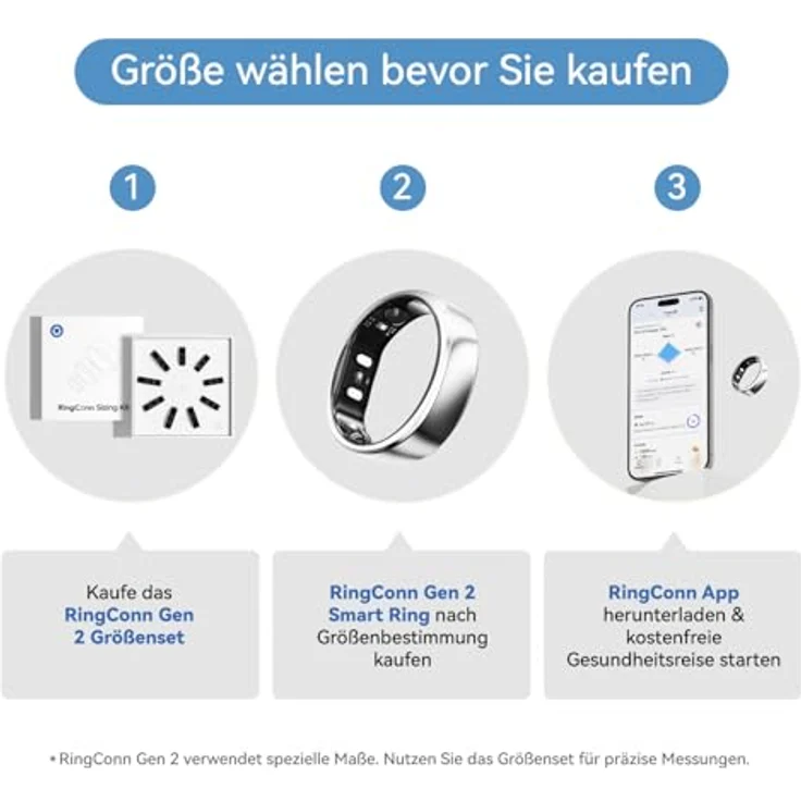 RingConn RingConn Gen 2, Fitness-Tracker mit Schlafüberwachung, Herzfrequenz-Tracking und 10-12 Tagen Akkulaufzeit, silber – Bild 2