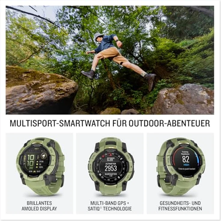 Garmin Instinct 3, 50mm AMOLED Multisport-Smartwatch mit 1,3" Display, 24 Tage Akkulaufzeit, 80+ Sport-Apps, GPS-Navigation, LED-Taschenlampe, wasserdicht – Bild 2